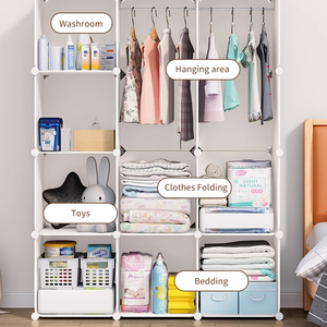 Armario de PP plegable portátil, organizador de almacenamiento plegable de diseño Simple para ropa para sala de estar, muebles para el hogar, apartamento - Product Image 5