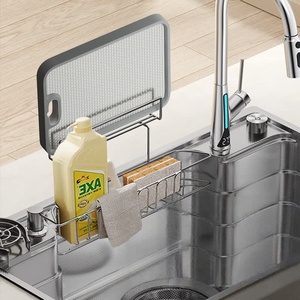 Kitchen stainless steel sink with silver granular texture <b>large</b> single-basin integrated basin countertop middle basin - Product Image 4