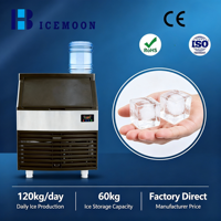 Machine à glaçons commerciale 120 kg/24h en acier inoxydable, pour glaçons en cubes, alimentation supérieure pour bouteilles d'eau, 650W, pour restaurant, café, bar, 280TP