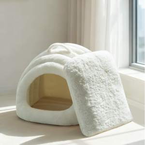 Cama para gatos de felpa, casa interior cerrada para mascotas, cueva suave y cálida para perros y gatos, cama portátil acogedora para dormir para mascotas pequeñas - Product Image 3