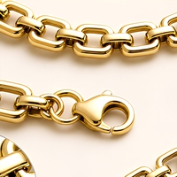 Collar de Eslabones Cuadrados en Tono Plateado Personalizado, Cadena con Acabado Liso para Mayoristas