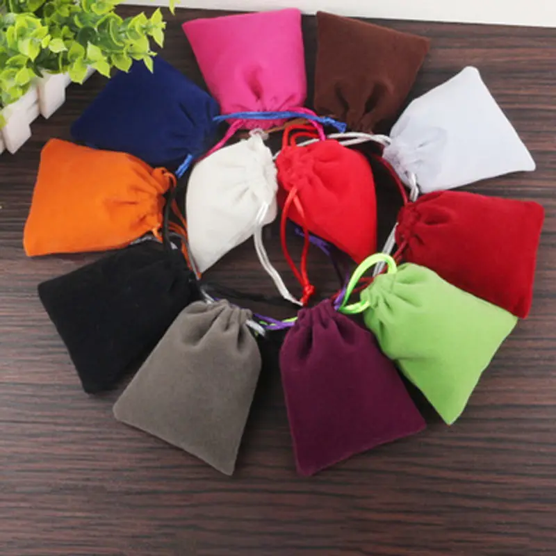 Nhà Máy Tùy Chỉnh Thương Hiệu Đen Nhỏ 7X9cm Kho Báu Lưu Trữ Suede Pouch Đồ Trang Sức Sang Trọng Quà Tặng Đóng Gói Dây Rút Túi Vải Nhung