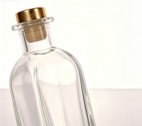 Diffuseur d'arômes en verre carré en forme de yourte mongole, bouteille en verre transparente avec bouchon en liège, parfum imprimé sérigraphié, vide, usage industriel