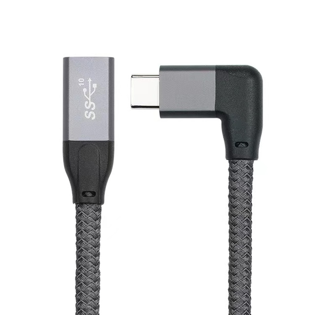20Gbps PD100W 4K60HZ 90 Degree Right Angled USB-C USB 3.1 Type C Male to Female Extension Data Cable