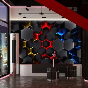 Custom geometric wallpaper 3d mural interior design for Hotel wall decoration