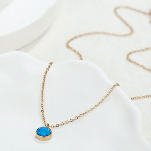 Trendy New Custom Stainless Steel 14k 18k PVD Gold Plated Fashion Pendant <b>Opal</b> <b>Necklace</b> for Women - Product Image 2