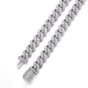 Nuevo Diseño, Cadena Cubana de Oro Blanco de 10k con Diamantes Cultivados en Laboratorio DEF de 8mm, Collar Hiphop para Mujeres y Hombres 	 Pulsera de Joyería de 7-24 Pulgadas - Product Image 6
