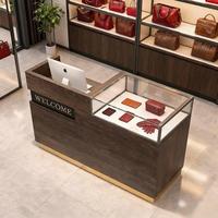 Mostrador de Recepción Pequeño y Moderno, Vitrina de Vidrio, Mostrador de Caja para Tienda, Mostrador Integrado para Joyería y Accesorios