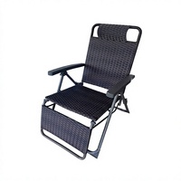 Chaise longue de jardin pliable en rotin tressé, chaise longue d'extérieur avec appui-tête et repose-pieds, capacité de charge de 220 lb