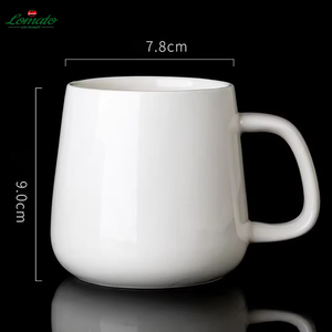 แก้วกาแฟเซรามิคทรงทันสมัย สีขาวล้วน หูจับหนา แก้วอุ่น รับสกรีนโลโก้ แก้วพอร์ซเลนเปล่า ขายส่ง - Product Image 3