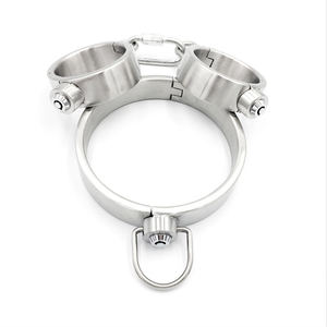 Nero emper divertimento per adulti manette piedi in acciaio inox premere il tasto di blocco semplice e conveniente di sesso maschile femminile SM vincolante Gioco - Product Image 3