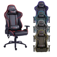 Chaise de jeu moderne de luxe en cuir synthétique ultra-confortable, inclinable à 180 degrés, pivotante, réglable en hauteur, base à cinq étoiles