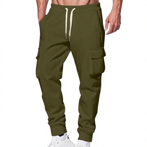 Pantalon de jogging décontracté pour homme en molleton avec cordon de serrage, doublé, coupe ample, multi-poches, pour le sport et la gym, jambe droite - Product Image 2
