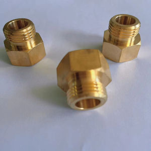 Customized <strong>Brass</strong> Metal <strong>Parts</strong> with a Golden Knurled Appearance, Connecting and Sealing <strong>Brass</strong> Joints Adapter - Product Image 5