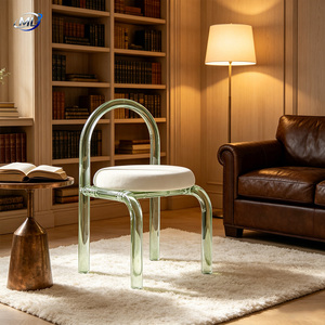 Chaise en tube de résine transparente ML, style moderne et minimaliste, chaise de salle à manger en tube transparent, cadre en plastique léger, assise blanche, mobilier pour la maison - Product Image 6