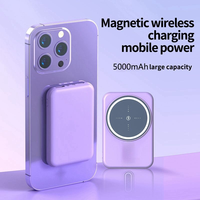 Grosir Pabrik kustom logo laris Mini ramping Ultra tipis Oem Power Bank 15w magnetik Power Bank nirkabel 5000mAh
