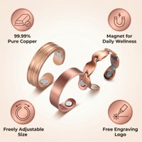 Cincin Magnetik Tembaga Murni 99,99% untuk Terapi Penyembuhan, Dapat Disesuaikan, Grosir, Perhiasan Fashion untuk Wanita & Pria, Pereda Nyeri Arthritis