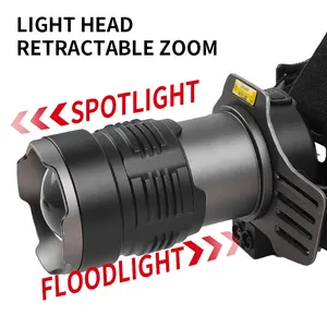 Sensor High Lumen Strong Light Headlamp XHP360 30W LED Dual Light Source Lamp Digital Display Battery Pack Headlights