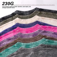 Kaos Rajut Katun Murni 230g Pre-washed Distressed Vintage Bernapas dengan Cetakan Snowflake Gaya Amerika, Potongan Santai