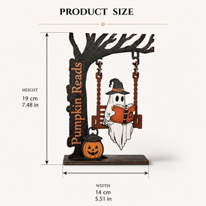 Nicro Nouvelle Décoration Créative DIY en Bois : Fantôme Balançoire Blanc pour Lecture, Ornement de Table, Décoration d'Halloween - Product Image 6