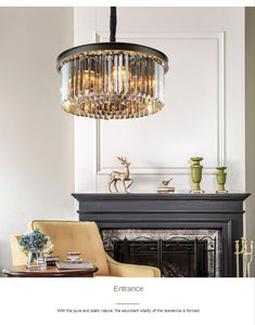 Lustre en cristal rétro classique américain, noir, fumé, <span class=keywords><strong>gris</strong></span>, lampe en cristal pour salle à manger, chambre à coucher, lampe suspendue au plafond - Product Image 6