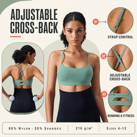 Soutien-gorge de sport personnalisable à bretelles réglables OEM, sexy, antichoc, dos croisé, pour yoga, course et fitness, pour femme