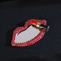 Breloques en résine miroir en forme de rouge à lèvres, strass à dos plat en alliage pour DIY, coques de téléphone, sacs à main, accessoires de voiture, lèvres rouges sexy, vente en gros