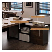 Meubles de bureau professionnels, bureau de direction moderne, table de patron de luxe en forme de L avec armoire latérale, bureau de PDG design