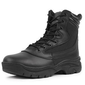 LUDEY Stivali Casual da <span class=keywords><strong>Uomo</strong></span> in Pelle Bovina, Stivali Tattici per Allenamento all'Aperto, Cuciture Rinforzate Resistenti all'Usura - Product Image 4