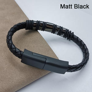 Braccialetto Chargin Twisted Phone Wearable Multi Magnet Bangle Triple Recharge Cable Chargeur bracciale Usb per uomo PU Leather <span class=keywords><strong>HRD</strong></span> - Product Image 3