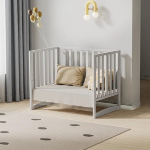 Lit pliant en bois pour enfants de 0 à 3 ans avec roulettes 101x65cm pour chambre d'enfant et chambre d'hôtel 2-en-1 Lit pliant en pin massif - Product Image 3
