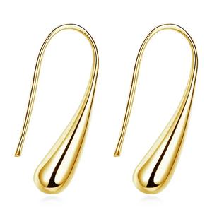 Orecchini pendenti a goccia in acciaio inossidabile, gioielli classici unisex alla moda, colore oro, per l'uso quotidiano - Product Image 3