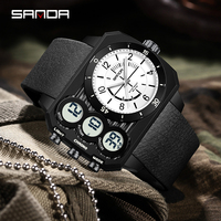 Reloj Deportivo Digital de Cuarzo Multifuncional SANDA 6237 con Esfera Rectangular y Correa de TPU, Perfecto para Aventuras al Aire Libre, Reloj de Pulsera para Hombre