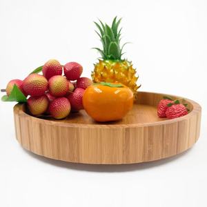 Bamboo Rotating <b>Tray</b> 29.8Cm Wooden Pattern For Home Restaurant Tea <b>Snack</b> Serving - Product Image 1