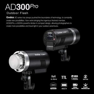 Flash <span class=keywords><strong>de</strong></span> studio portable Godox AD300Pro 300Ws TTL HSS 2.4G sans fil pour Sony Canon Nikon Fuji Olympus - Product Image 2