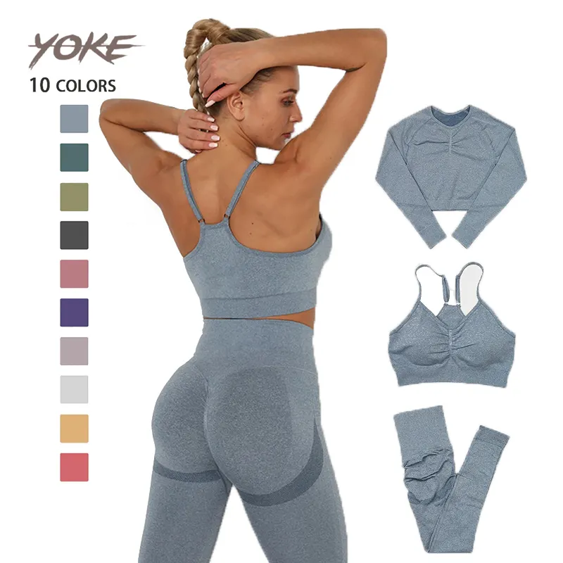 Yoke ropa deportiva thể thao dài tay áo dây kéo hoạt động mặc bộ Activewear phụ nữ Tracksuit Workout phòng tập thể dục quần áo cho phụ nữ