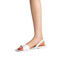 Sandales d'été en cuir à bout ouvert pour femme, antidérapantes, super confortables, respirantes, élégantes, à bout carré, à enfiler, avec bride arrière