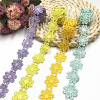 LS496 2.5cm petites fleurs colorées hydrosolubles bricolage vêtements accessoires broderie dentelle garniture pour la décoration de sous-vêtements