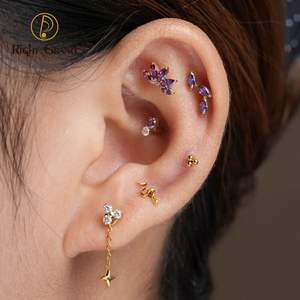 <span class=keywords><strong>Mini</strong></span> Serpiente Helix Tragus Conch, Pendiente Clásico con Rosca Interna, Espalda Plana, Labret, Piercing de Labio, Joyería, 16G - Product Image 2