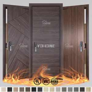 Puerta interna fd30 de alta calidad personalizada del fabricante superior de China, puerta interior moderna para habitación de hotel, diseño fd60, puerta de madera con clasificación contra incendios