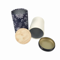 Boîte d'emballage alimentaire cylindrique en papier kraft noir rond en carton personnalisé avec couvercle en métal