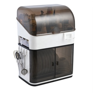 Estante de secado de platos de <span class=keywords><strong>2</strong></span> capas con escurridor, estante de almacenamiento de cubiertos, organizador de utensilios para palillos de tazón - Product Image 1