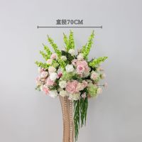 Ensemble de fleurs artificielles classiques en soie rose, blanc et vert de haute qualité pour la décoration de table de mariage, centre de table floral pour événements