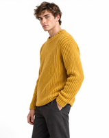 Pull en maille côtelée épaisse personnalisé pour homme, col rond, manches longues, coupe décontractée, hiver, décontracté, OEM ODM, marque privée