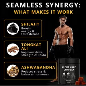 Gummies Alpha Male Complex pour <span class=keywords><strong>la</strong></span> croissance musculaire active avec Shilajit, Tongkat Ali et Ashwagandha pour adultes – Conception d'étiquette gratuite - Product Image 1