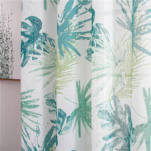 Usine Fournir Directement Plantes Tropicales <span class=keywords><strong>Vert</strong></span> Polyester <span class=keywords><strong>Lin</strong></span> Numérique Imprimé Rideau De Fenêtre - Product Image 3