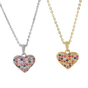 Collana con Ciondolo a Cuore in Zirconi Colorati 'Principessa Fuggitiva' alla Moda per Donne, Versatile Catena per Clavicola di Lusso Leggero e Trendy - Product Image 5