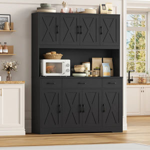 Aparador de Cocina de 70.9 Pulgadas con Estación de Carga, Aparador de Estilo Rústico de 55.1 Pulgadas con Estante para Microondas y Estantes Ajustables - Product Image 1