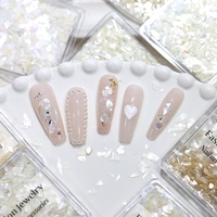 Accessoires pour ongles en coquille d'ormeau blanc naturel, plaque de coquille de mer 3D Aurora pour la décoration des ongles