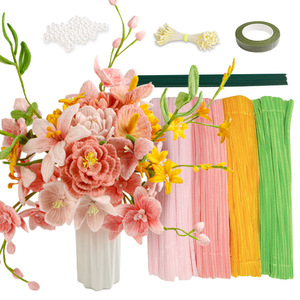 Kit de Manualidades con Tallos de Chenilla en Colores Pastel, Cinta para Hacer Flores y Cuentas de Perlas para Decoración Floral Educativa DIY - Product Image 2